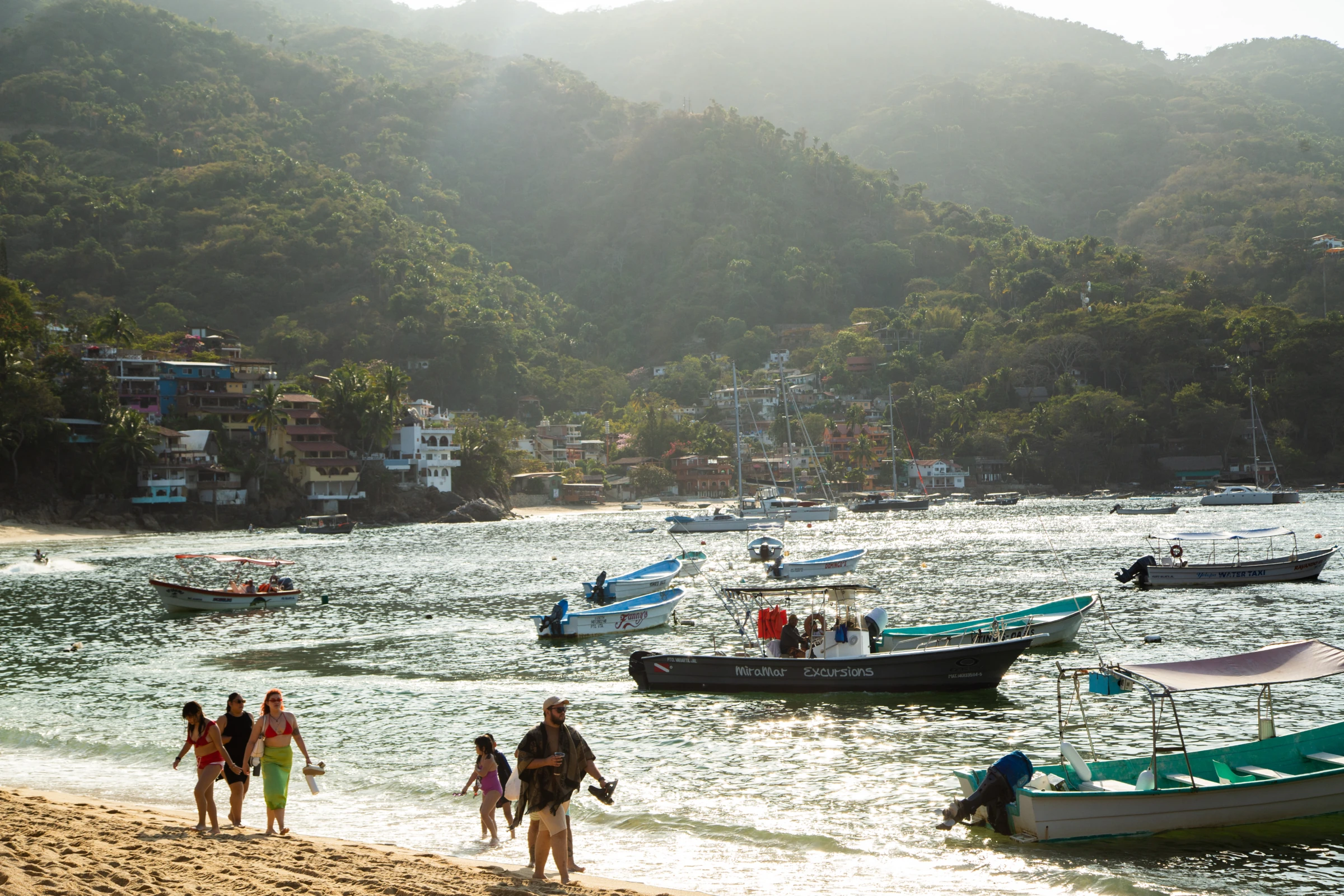 Boats beside the beach in Yelapa