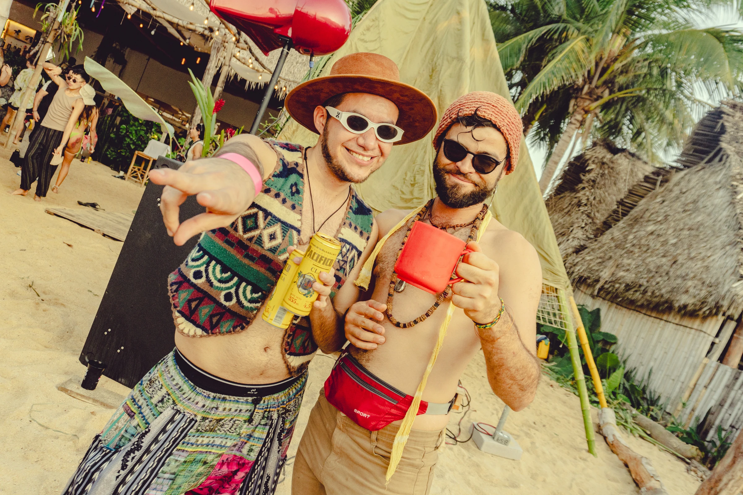 Two friends smiling at the festival